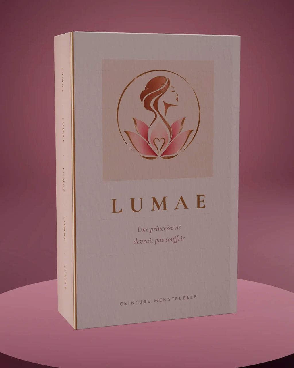 Le coffret Lumae fermé, debout comme un livre.