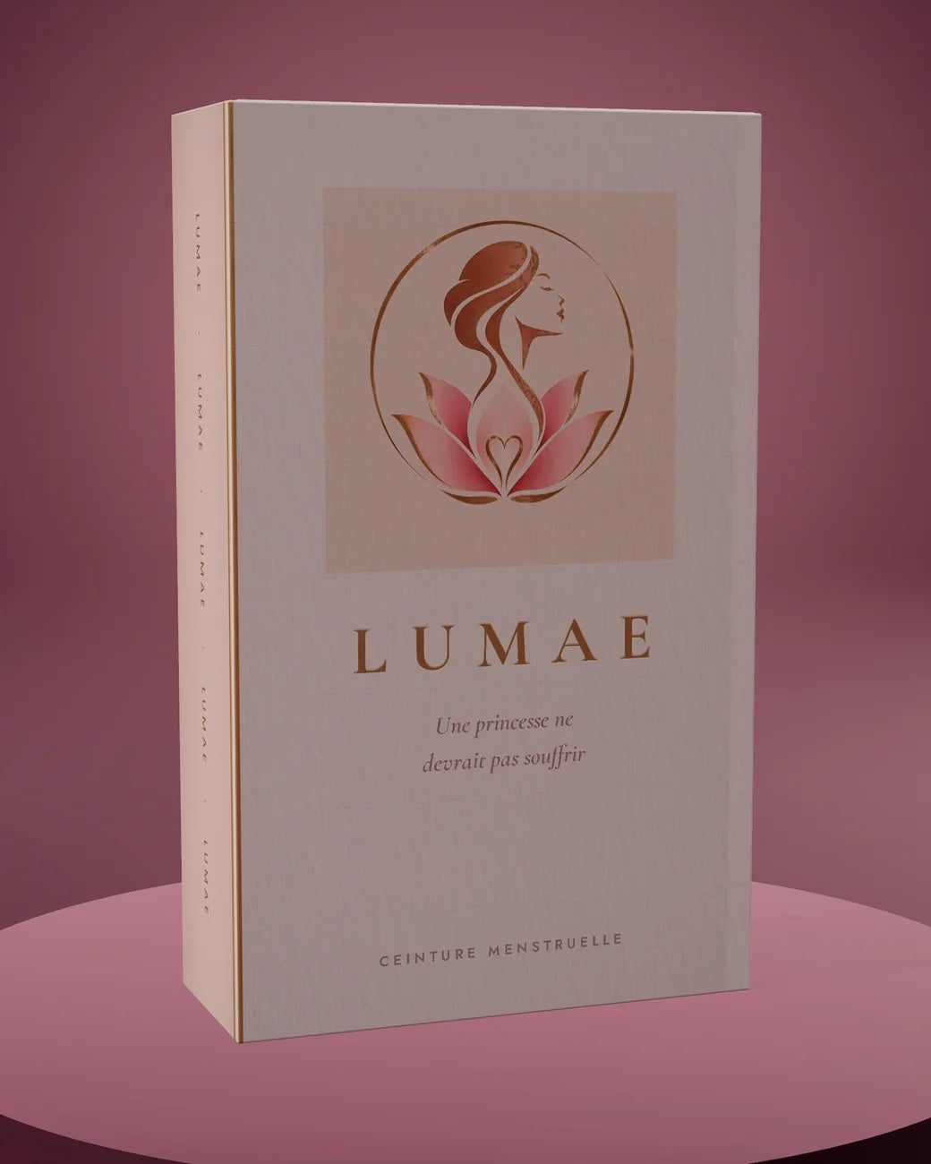 Le coffret Lumae fermé, debout comme un livre.
